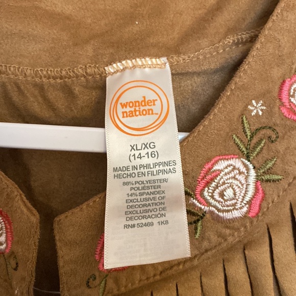 wonder nation moleskin boho vest size XL - NWT - Picture 2 of 3